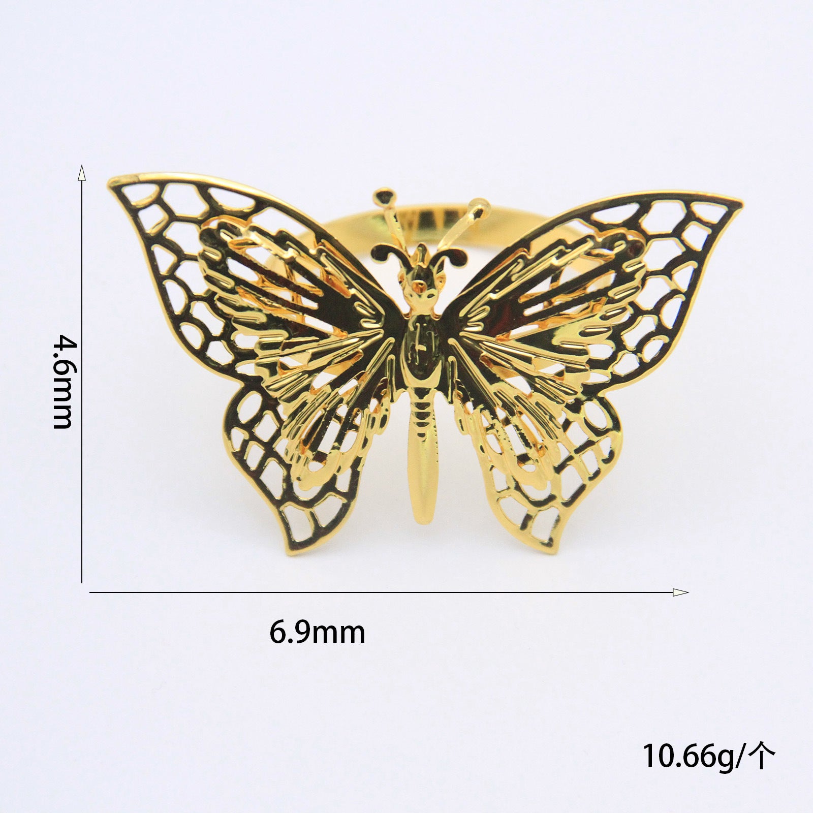 Wholesale 10pcs/pack Double-layer butterfly gold brooch napkin ring